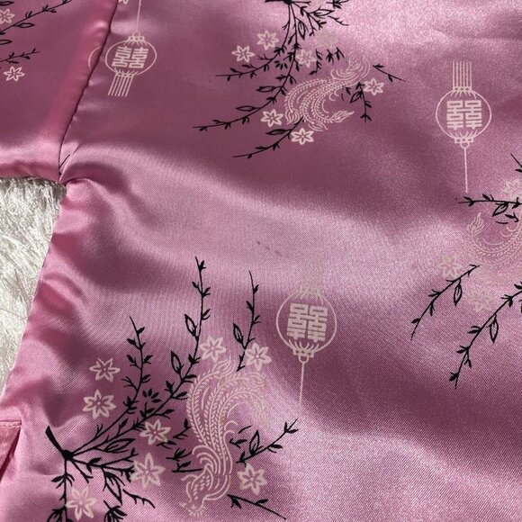 Kids Satin Kimono Robe Asian Embroidered Dragon - Picture 10 of 14